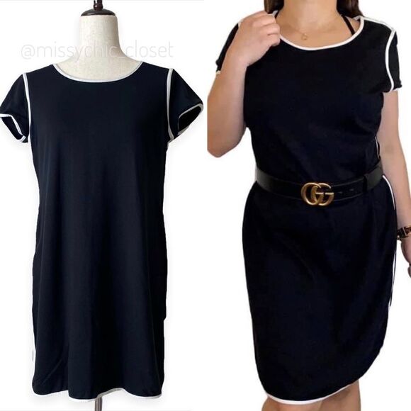 Banana Republic Size Medium Black White Women’s Shift Dress - Picture 1 of 11